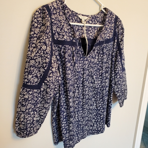 NWT Lucky Brand Floral Print Peasant Top Sm - Picture 2 of 4